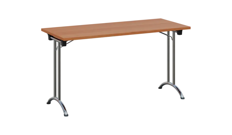 SLC 140 chrom skládací jednací stůl 1394x600, deska 25 mm, podnož chrom, deska olše jantar